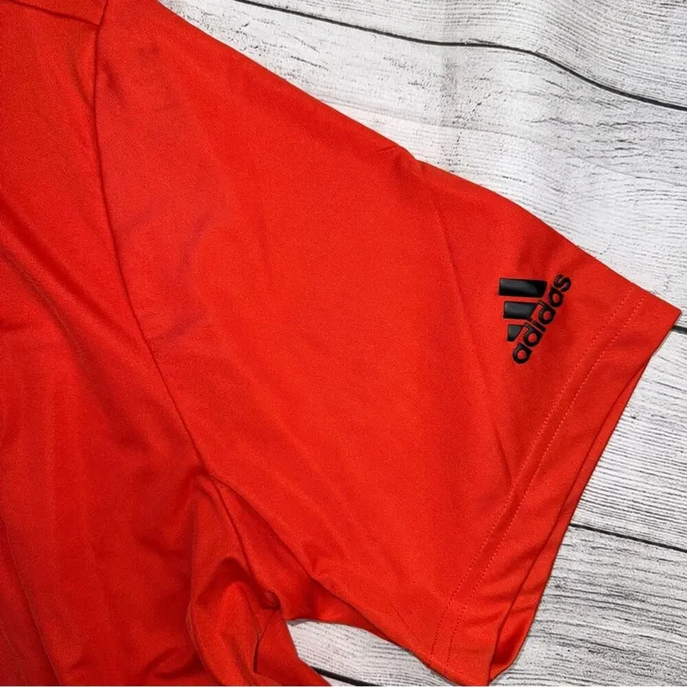Adidas Men's Activewear Performance Polo Shirt Orange with Black Stripes Size XL